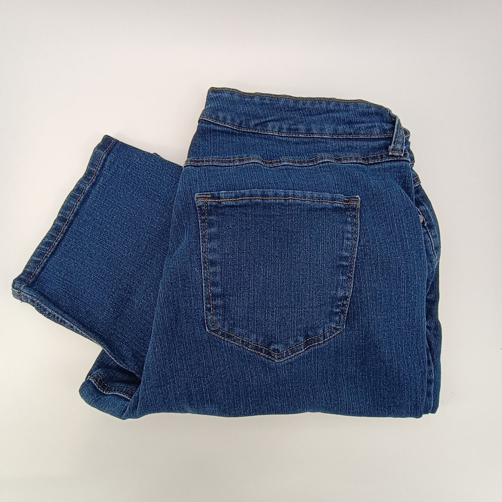 Terra & Sky Straight Leg Jeans Womens 14WP Blue Denim Stretch Petite Casual